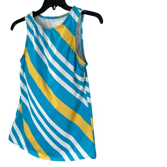 LANDS' END Blue and Yellow Size 10 Chlorine Resistant High Neck Tankini Swim Top - Picture 5 of 12